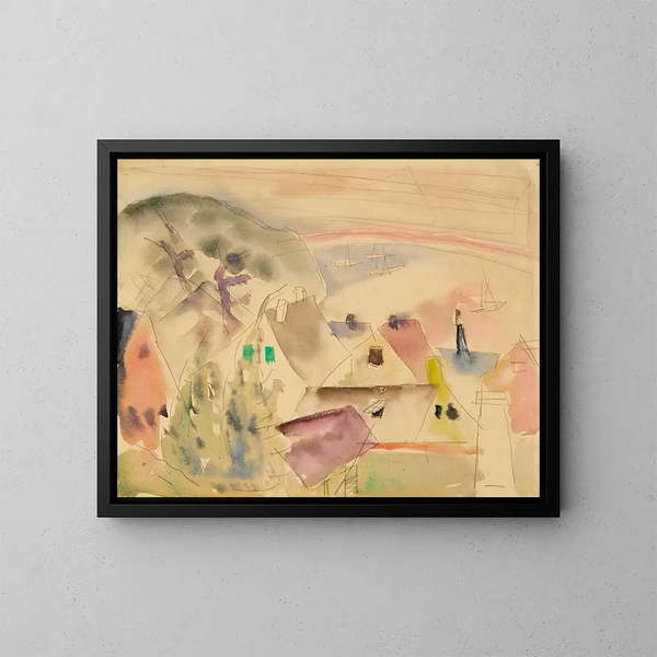 Dächer von Häusern am Meer - Charles Demuth — gerahmtes Bild an der Wand