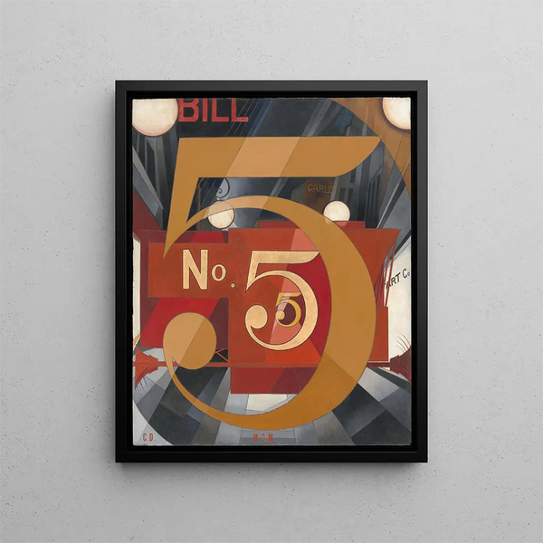 J'ai vu le chiffre 5 en or - Charles Demuth — gerahmtes Bild an der Wand