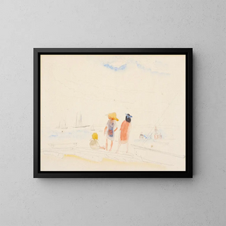Zwei Frauen und ein Kind am Strand - Charles Demuth — gerahmtes Bild an der Wand