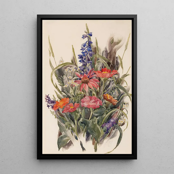 Reproduktion des Gemäldes Zinnias, delphiniums et marguerites - Charles Demuth