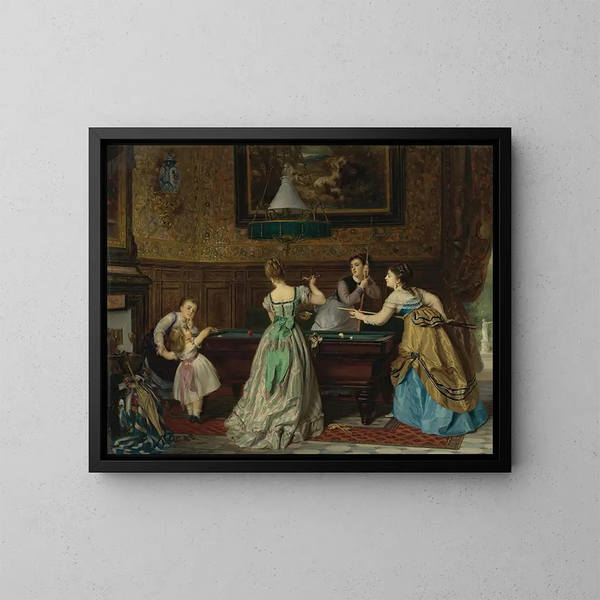 Damen beim Billard spielend - Charles Édouard Boutibonne — gerahmtes Bild an der Wand