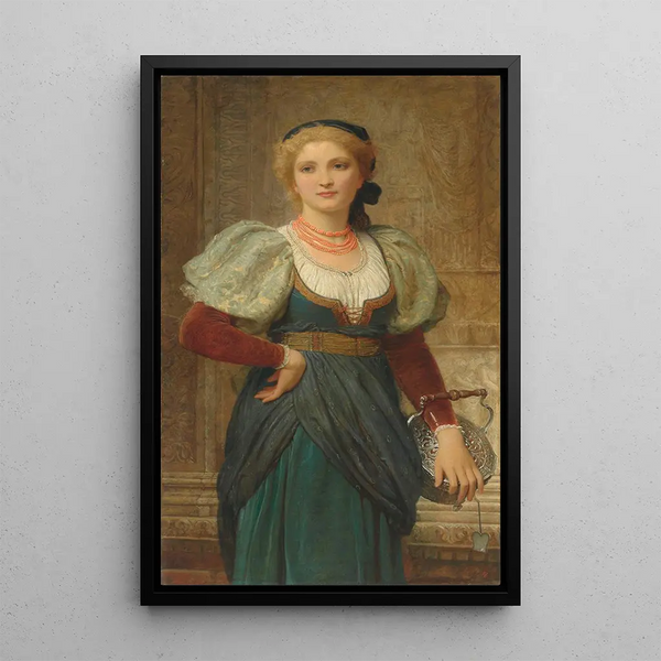 Portrait einer Dame mit einer Korallenkette - Charles Edward Perugini — gerahmtes Bild an der Wand