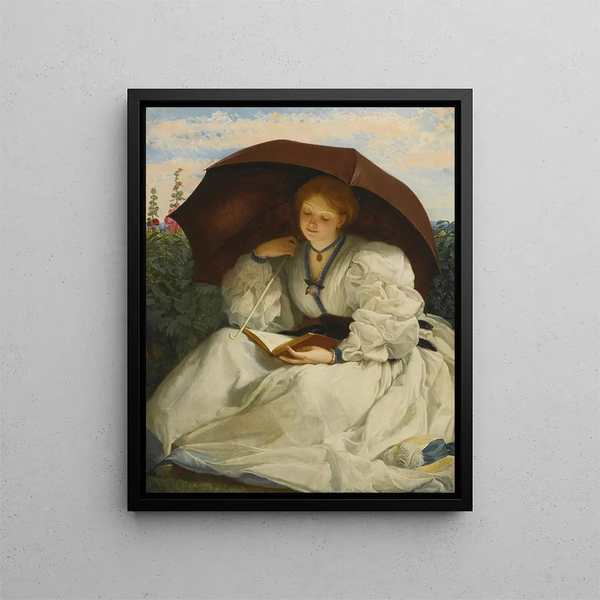 Lesung an einem sonnigen Nachmittag - Charles Edward Perugini — gerahmtes Bild an der Wand