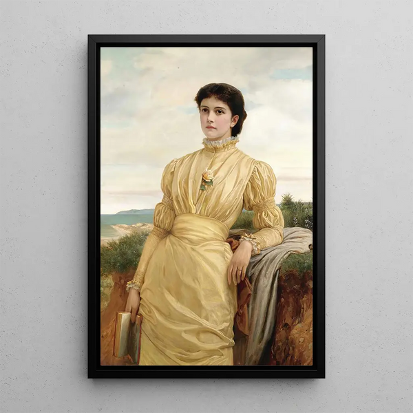 La dame en robe jaune - Charles Edward Perugini — gerahmtes Bild an der Wand