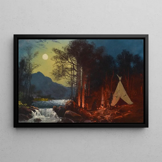 Charles Ferdinand Wimar - Moonlight Encampment.webp