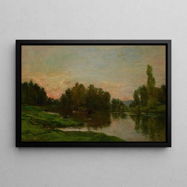 Charles Franois Daubigny - The Painters Barge at the Ile de Vaux on the Oise River.webp
