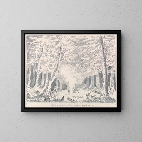 Ort der nächtlichen Ruhe bei der Nordexpedition - Charles Hamilton Smith — gerahmtes Bild an der Wand