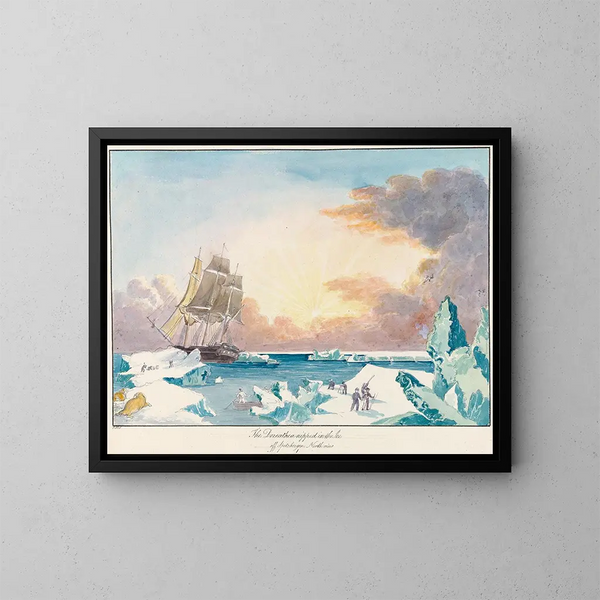 La Doreathea eingeklemmt im Eis vor Spitzbergen, Nordansicht - Charles Hamilton Smith — gerahmtes Bild an der Wand