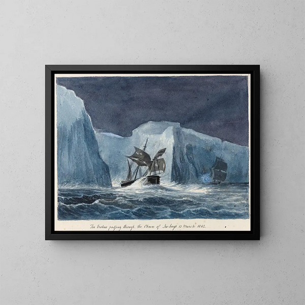 L'Erebus, das durch die Eisbergkette fährt - Charles Hamilton Smith — gerahmtes Bild an der Wand
