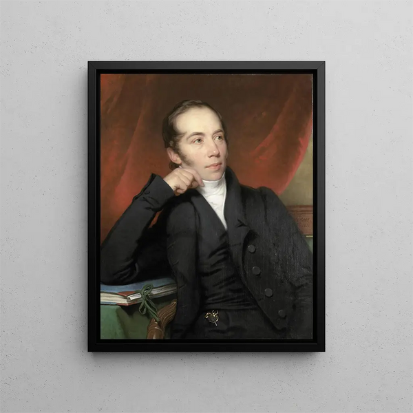 Portrait von Pieter Ernst Hendrik Praetorius Hofbeamter Zeichner und Maler Präsident des Verwaltungsrats des Rijksmuseums 1852-74 - Charles Howard Hodges — gerahmtes Bild an der Wand