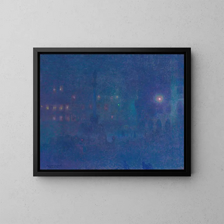 München bei Nacht Marienplatz - Charles Johann Palmi — gerahmtes Bild an der Wand
