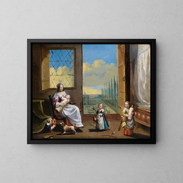 L'allégorie de l'enfance - Charles Le Brun — gerahmtes Bild an der Wand