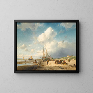 Charles Leickert - Coastal Scene With Fisherfolk.webp