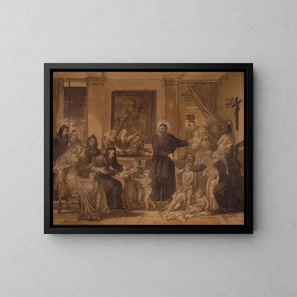 Saint Vincent de Paul in der Hof von Ludwig XIII - Charles Meynier — gerahmtes Bild an der Wand