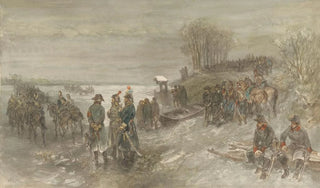 Charles Rochussen - Franse troepen trekken over een bevroren rivier.webp