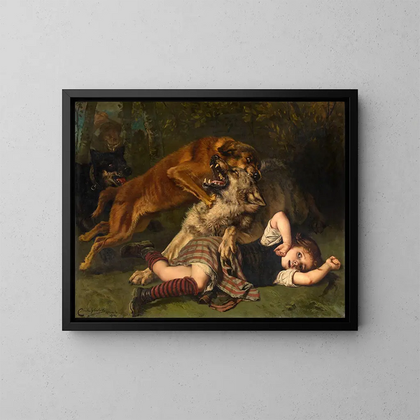 Aide dans le temps - Charles Verlat — gerahmtes Bild an der Wand