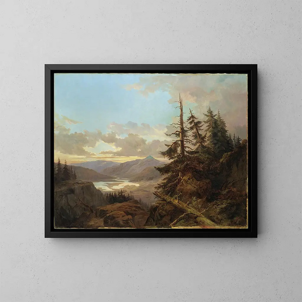 Norwegisches Landschaftsgemälde bei Morgenlicht - Charles XV von Schweden — gerahmtes Bild an der Wand