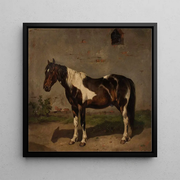 Cheval avec la grange en arrière-plan - Jzef Brodowski