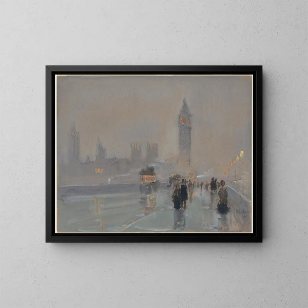 Das Palace of Westminster und Big Ben - Childe Hassam — gerahmtes Bild an der Wand