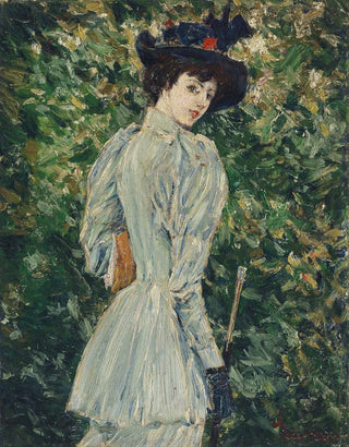 Childe Hassam - Lady in a Garden.webp