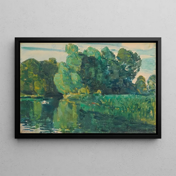 Childe Hassam - Trees by a Lake.webp