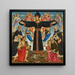 Christus am Kreuz mit den Heiligen Vincent Ferrer, Johannes Baptist, Markus und Antoninus - Meister der Epiphanie von Fiesole — gerahmtes Bild an der Wand