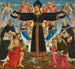 Christus am Kreuz mit den Heiligen Vincent Ferrer, Johannes Baptist, Markus und Antoninus - Meister der Epiphanie von Fiesole — Ansicht des Kunstwerks