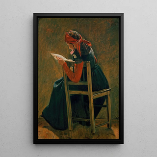Christen Dalsgaard - A young girl frem Salling reading Study.webp