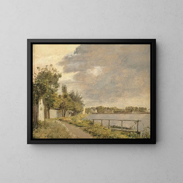 Ansicht der Dosseringen bei Sterbro, außerhalb von Kopenhagen, bewölkter Himmel - Christen Købke — gerahmtes Bild an der Wand
