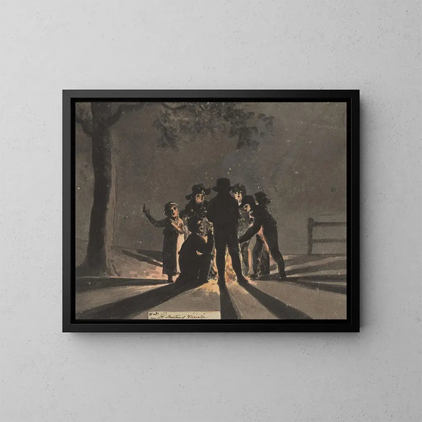 Kinder, die sich um ein St. Martin-Feuer versammeln - Christiaan Andriessen — gerahmtes Bild an der Wand