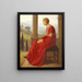 Frau in rotem Kleid sitzend auf einer Terrasse in einer italienischen Landschaft - Christian Bang — gerahmtes Bild an der Wand