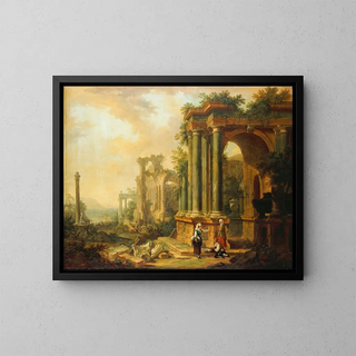 Christian Georg Schtz the elder - Landscape with Ancient Ruins and a Column.webp