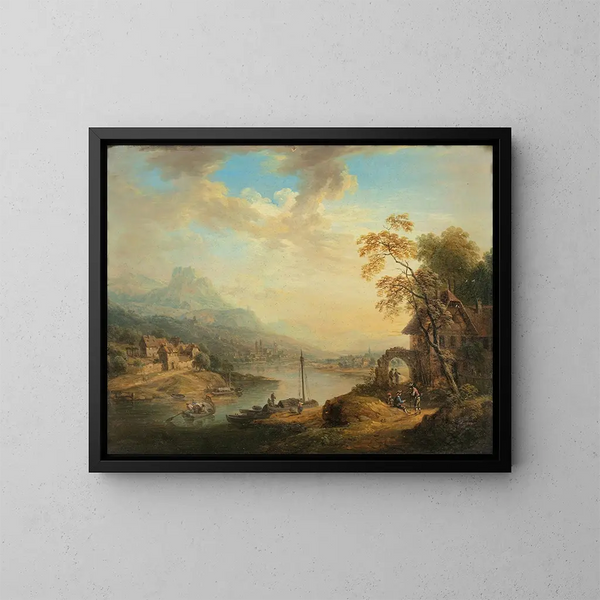 Flusslandschaft - Christian Georg Schütz l'Ancien — gerahmtes Bild an der Wand