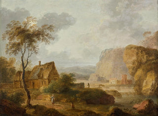 Christian Hilfgott Brand - Gebirgslandschaft mit Fluss und Bauernhof.webp