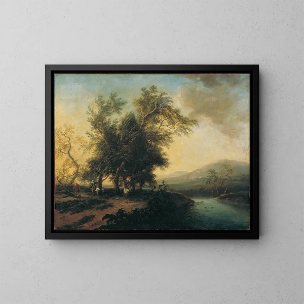 Landschaft mit Figuren - Christian Hilfgott Brand — gerahmtes Bild an der Wand