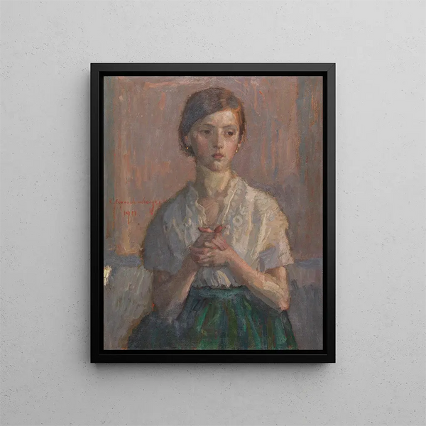 Mädchen im Gebet - Christian Landenberger — gerahmtes Bild an der Wand
