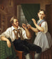 Innenaufnahme mit einem jungen Paar - Christian Ludvig Knutzen — Ansicht des Kunstwerks