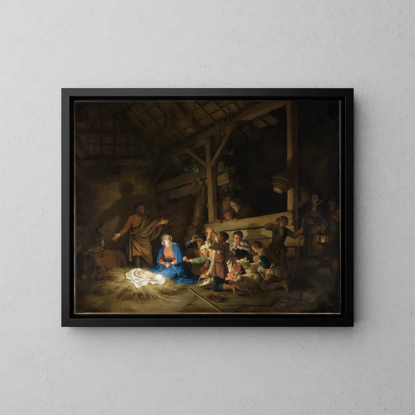 L'Adoration des bergers - Christian Wilhelm Ernst Dietrich — gerahmtes Bild an der Wand