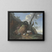 Landschaftsbild mit Hirte, zwei Ziegen, zwei Schafe und einer Ziege - Christian Wilhelm Ernst Dietrich — gerahmtes Bild an der Wand