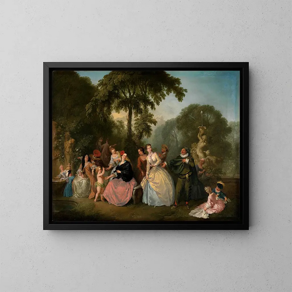 Gesellschaft im Park - Christian Wilhelm Ernst Dietrich — gerahmtes Bild an der Wand