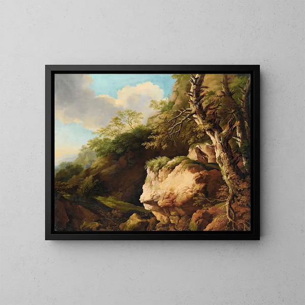 Landschaft mit einem franziskanischen Mönch - Christian Wilhelm Ernst Dietrich — gerahmtes Bild an der Wand
