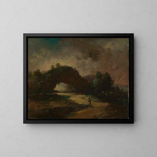 Landschaft mit einer felsigen Bogen, bedeckt mit Büschen - Christian Wilhelm Ernst Dietrich — gerahmtes Bild an der Wand