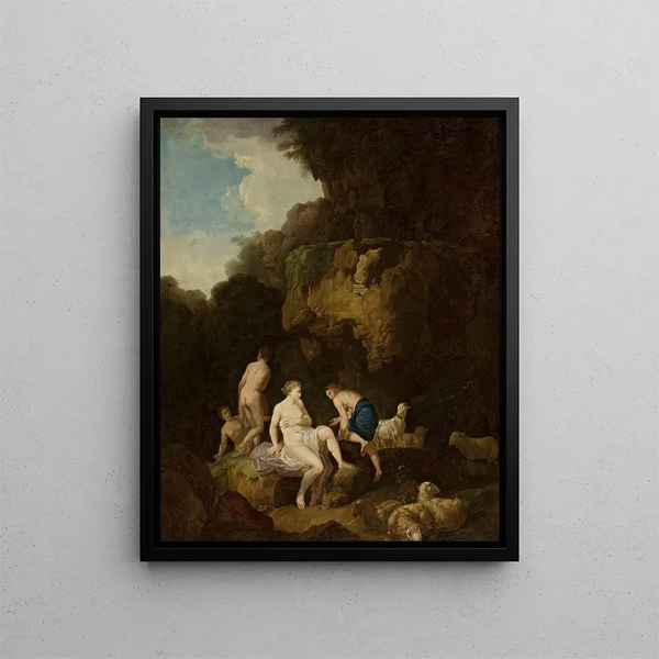 Nymphen in einer Höhle - Christian Wilhelm Ernst Dietrich — gerahmtes Bild an der Wand