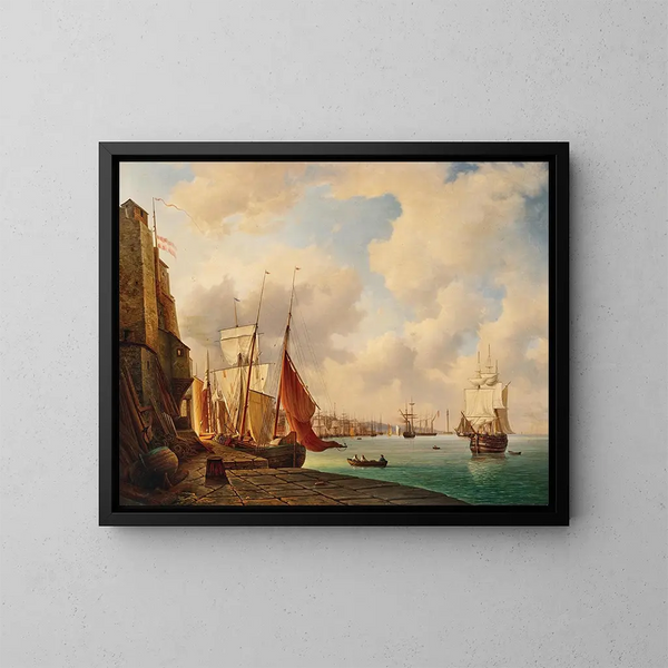 Der Hafen von Triest - Christian von Plattensteiner — gerahmtes Bild an der Wand