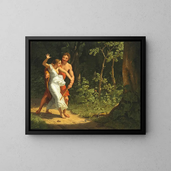 Eine Szene der Verführung in einem Wald - Christoffer Wilhelm Eckersberg — gerahmtes Bild an der Wand
