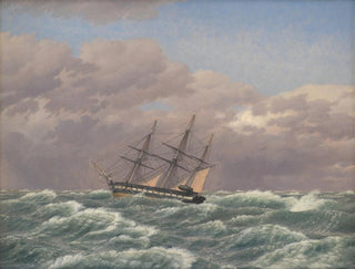Christoffer Wilhelm Eckersberg - The Corvette Galathea in a Storm in the North Sea.webp