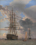 Das russische Kriegsschiff Asow und eine Fregatte vor Anker bei Elseneur - Christoffer Wilhelm Eckersberg — Ansicht des Kunstwerks