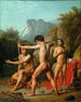 Drei spartanische Jungen beim Bogenschießen - Christoffer Wilhelm Eckersberg — Ansicht des Kunstwerks