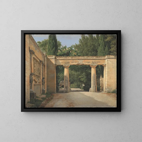 Ansicht des Gartens der Villa Borghese in Rom - Christoffer Wilhelm Eckersberg — gerahmtes Bild an der Wand