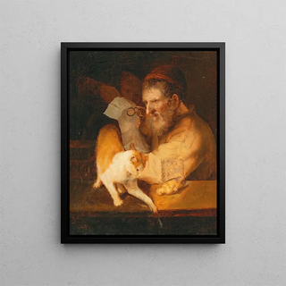 Christoph Paudiss - An Old Man Holding A Letter With A Cat On A Ledge.webp